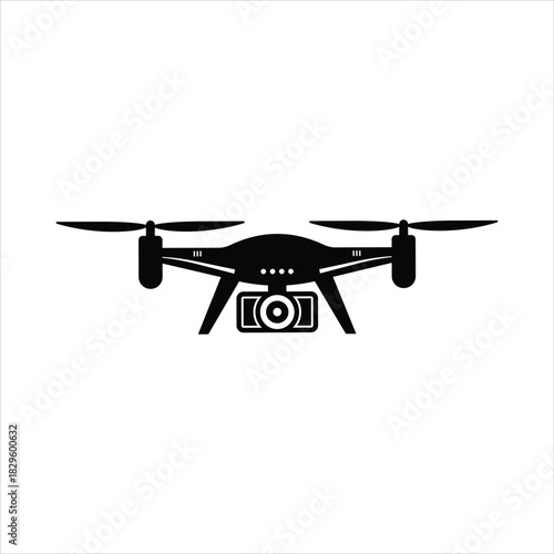 Quadcopter drone with integrated camera. remote aerial photography. Vector