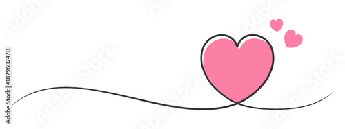 Minimal pink heart illustration with an elegant smooth curved line