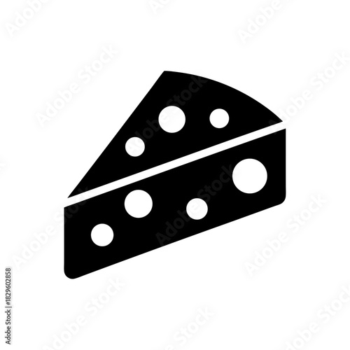 A minimalist black cheese wedge icon, dairy food product symbol.