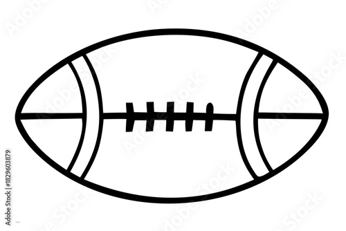 Rugby Ball Line Art Vector | Minimalist Sports Outline Illustration,  transparent png