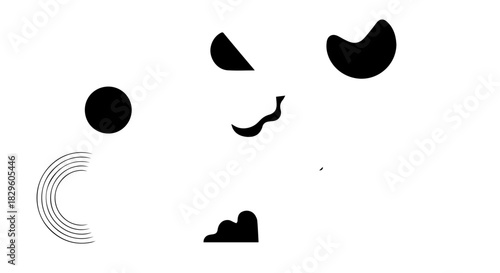 Abstract Minimal Portrait of Hidden Faces and Shapes in White Space.