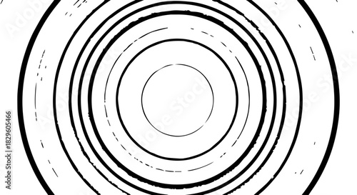 Abstract concentric circles creating a hypnotic monochrome geometric pattern of rings and symmetry.
