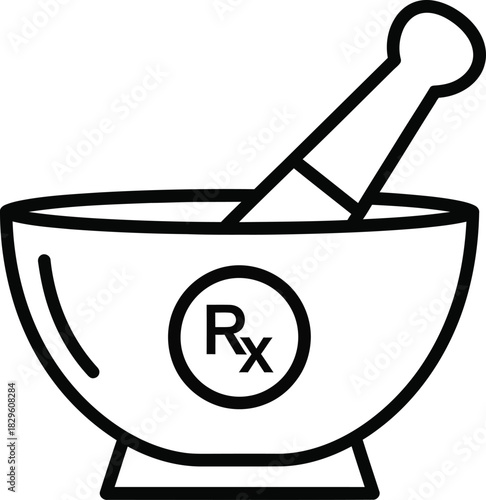 Pharmacy mortar and pestle vector icon medical prescription symbol art eps silhouette