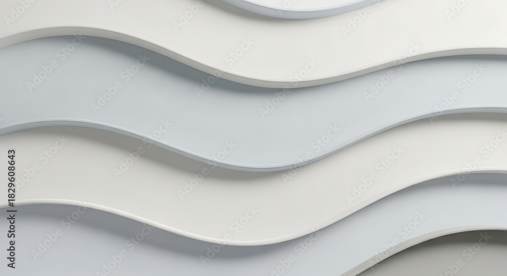Obraz premium Minimalist white waves surface with soft shadows creating smooth, abstract composition