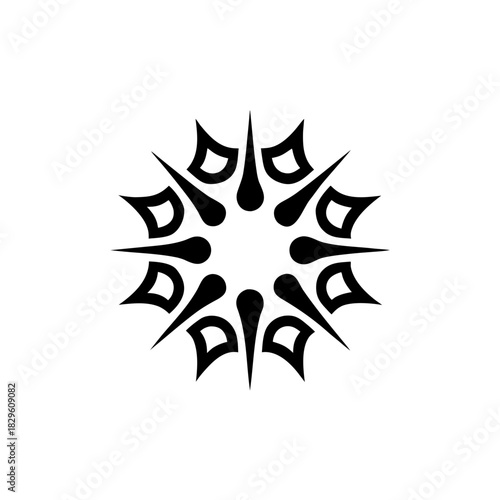 Abstract circular design with sharp elements on transparent background silhouette