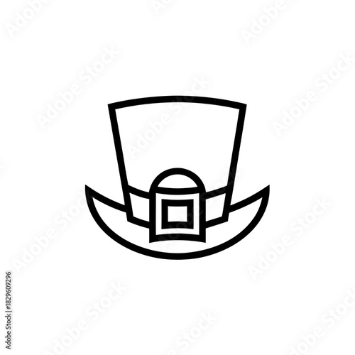 Outline drawing of a pilgrim style hat icon on transparent background silhouette