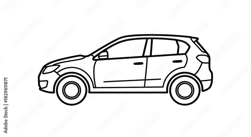 Obraz premium Sleek Car Outline Minimalist Vehicle Illustration for Clean Design