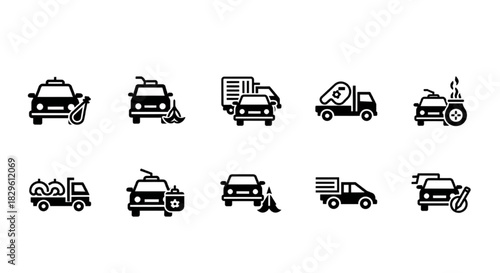Transportation Icon Set Collection of Various Vehicle Illustrations for Design Projects
