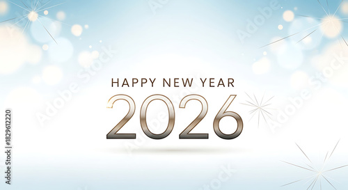 Elegant Happy New Year 2026 Greeting Card With Bokeh Effect Illustration