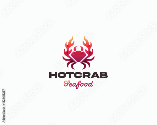 hot fire crab seafood restaurant logo template