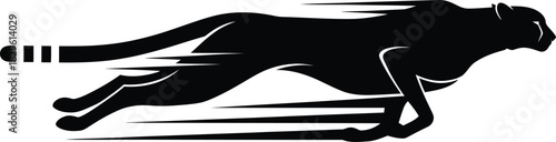 Black cheetah running vector illustration fast animal speed predator art eps silhouette