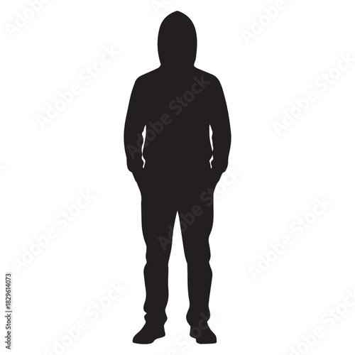 Mysterious hooded figure stands in silhouette, a symbol of anonymity and intrigue for design projects