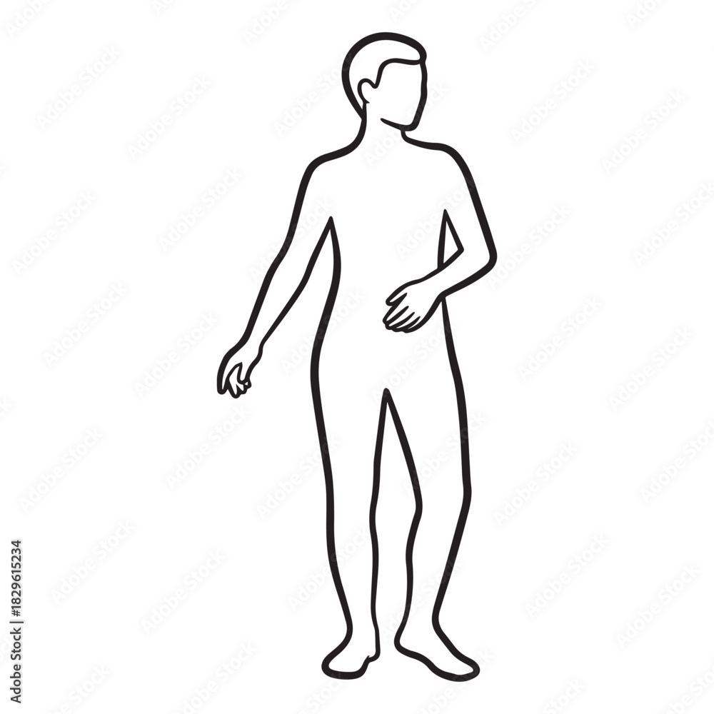 Fototapeta premium Simple line art of a standing person for design templates or creative projects, a modern minimalist style element