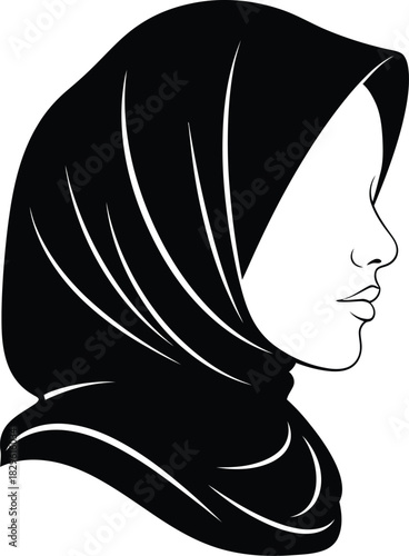Hijab fashion muslim woman vector illustration islamic clothing drawing eps silhouette