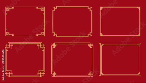 Korean traditional frames, line borders set with knot corners ornament.