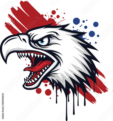 Aggressive eagle head vector illustration patriotic american symbol eps silhouette