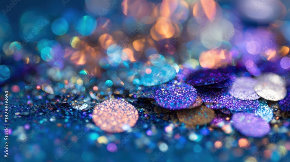 Fototapeta premium Colorful glitter displayed on a surface during a festive celebration