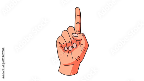 A cartoon illustration of a human hand with the index finger pointing straight up, signifying number one or a single item.