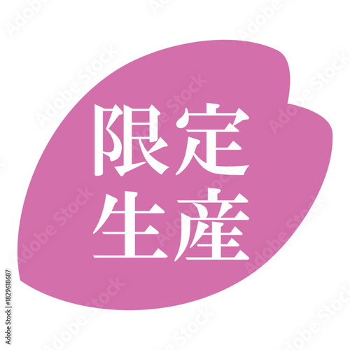 桜の花びらのイラスト素材　「限定生産」の文字入り　背景透過　ピンク
