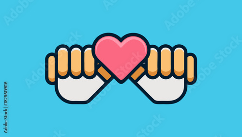 Two hands making a pinky promise holding a heart symbol