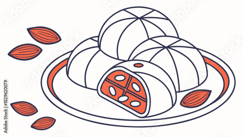 Marzipan sweets on a plate isolated against white