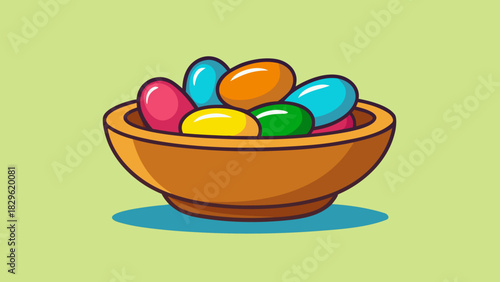 Colorful Beans In a Brown Bowl on a Light Green Background