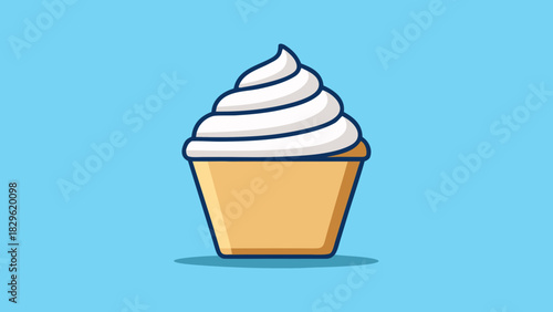 Illustration of whipped cream in a yellow dessert cup