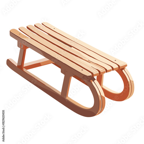 Wooden sled for winter activities with a simple and functional design