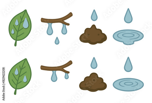 Environmental cycle illustration showing water and soil interaction