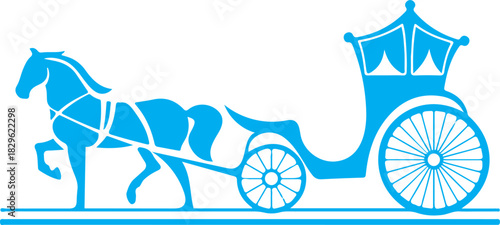 Elegant Horse-Drawn Carriage Silhouette in Vintage Style