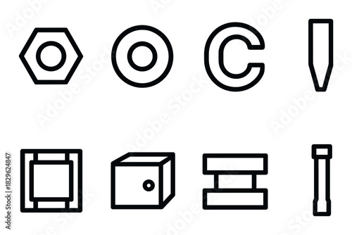 Monochrome geometric shapes icons on gradient background