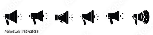 Marketing megaphone icons. Loudspeaker vector signs for communication, advertising, and promotional design elements