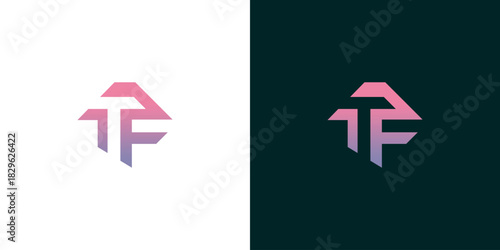 TF Letter Logo Design in Pink and Purple Colors for Modern Branding and Identity