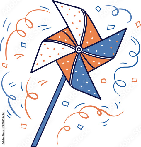 Pinwheel Fun A Playful Celebration with Spirals and Confetti for Festive Occasions