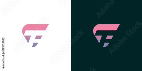 Vibrant and modern lettermark logo design featuring a sleek fusion of initial shapes in a captivating pink and purple gradient, embodying innovation and dynamic progress for contemporary branding