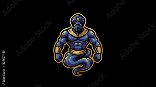 Stylized vector illustration of a fantasy aquatic lion, a powerful mythological guardian mascot