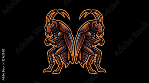 Mirror Image of Cockroaches Illustrating Symmetry and Insect Anatomy in Vivid Detail