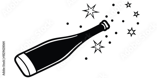 Celebration bottle with sparkling stars and dots