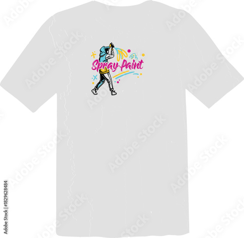 Graffiti Artist Spray Painting T-Shirt Design with Neon Colors and Street Art Style