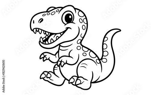 Cute cartoon dinosaur outline drawing for kids' activities and coloring books