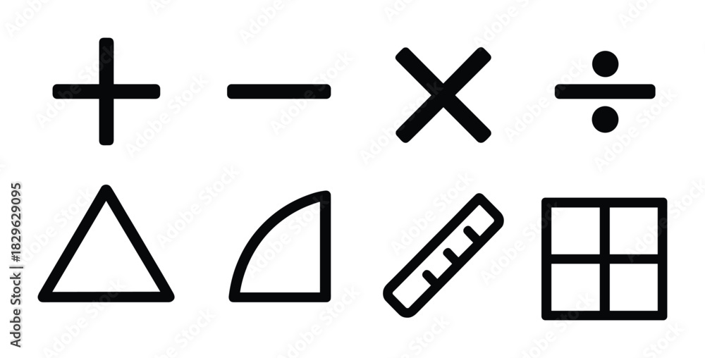 Obraz premium Mathematical symbols and geometric shapes on green background