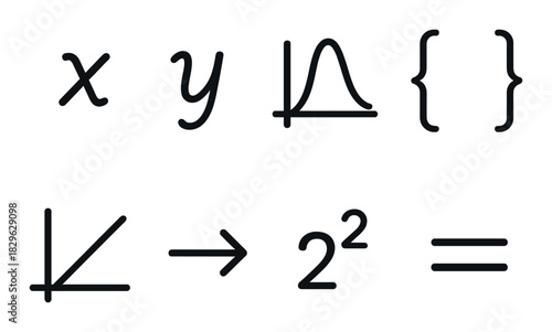 Mathematical symbols and equations in dark theme design