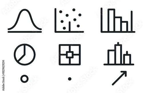 Data visualization icons: chart, graph, statistical symbols