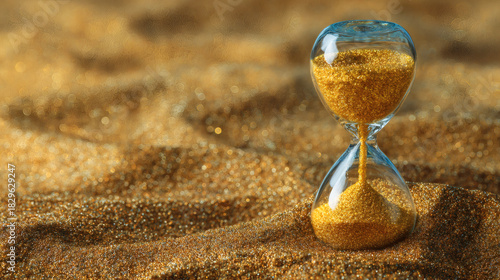 Hourglass on sandy surface representing the passage of time