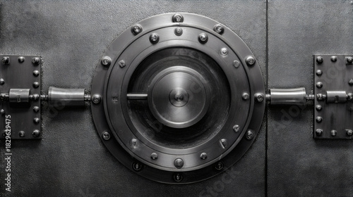 Wallpaper Mural Close-up view of a sturdy metal bank vault door with a large circular lock Torontodigital.ca