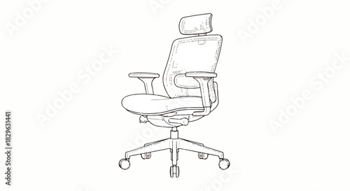 Office chair with adjustable headrest and ergonomic design, perfect for comfortable work and support
