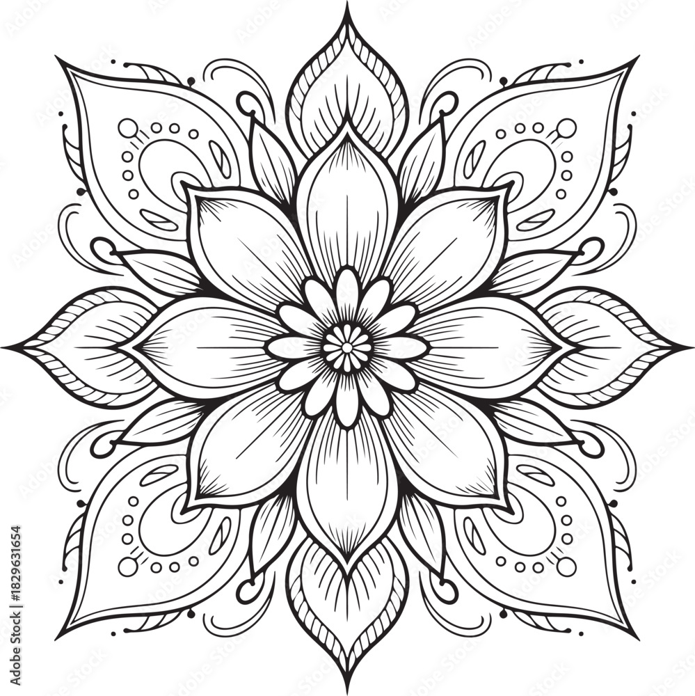 Fototapeta premium Beautiful Flower Isolated On Transparent Background In Vector Format Hand Drawn Style For Coloring Book Or Greetings Card Or Invitation