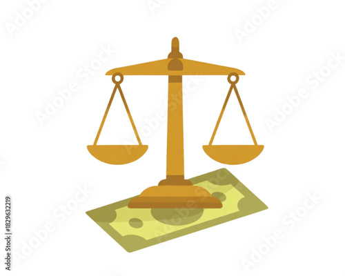 Money and Justice Scales of Justice Balancing on Currency