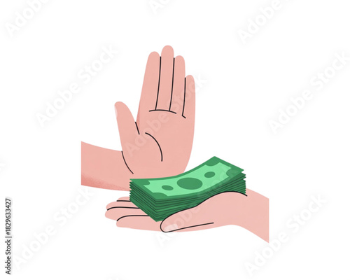 Refusal of Bribe Hand Pushing Away Money