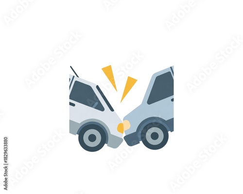Two cars colliding in a traffic accident illustration